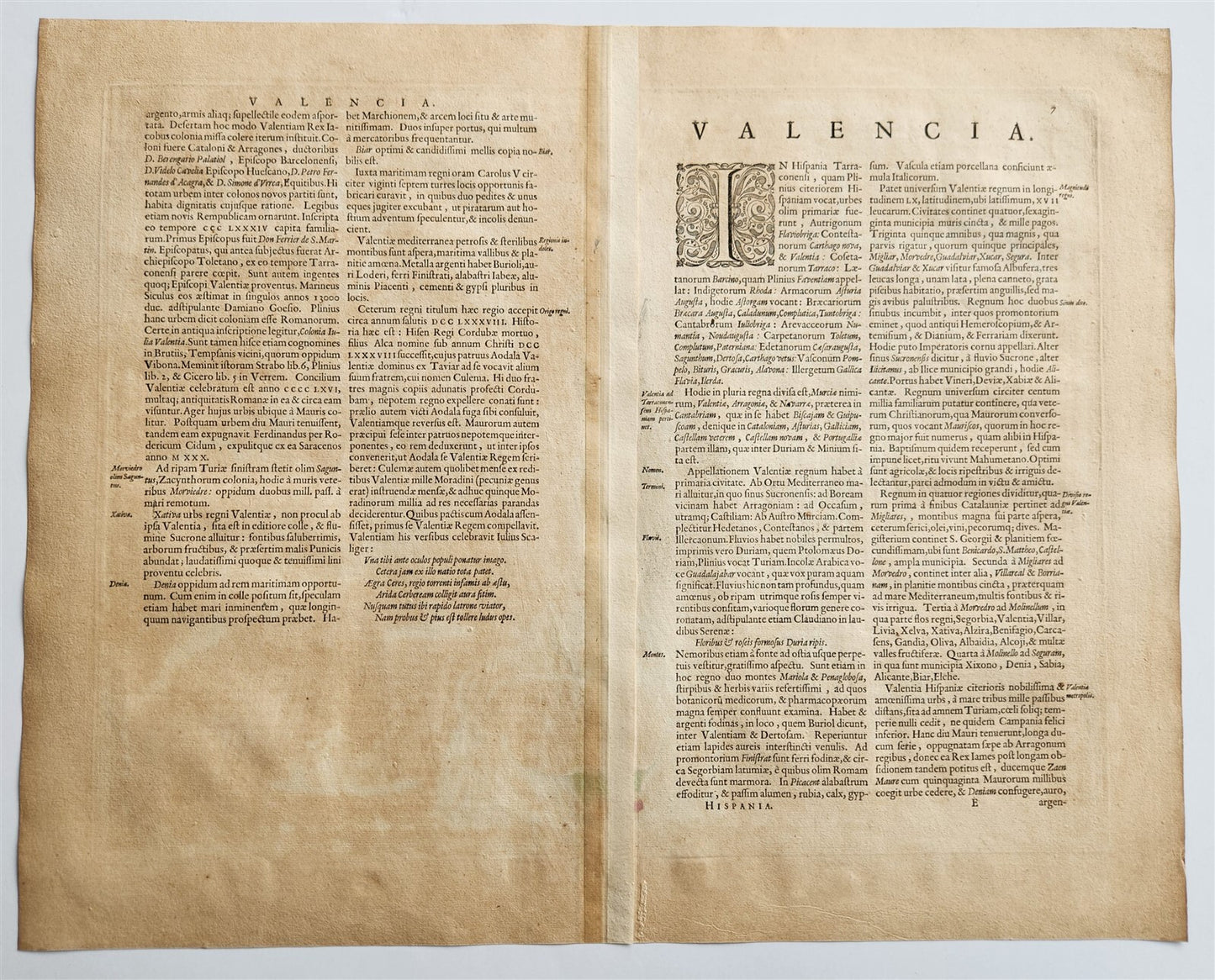 1640 MAP of VALENTIA SPAIN by WILLEM BLAEU antique AUTHENTIC hand colored