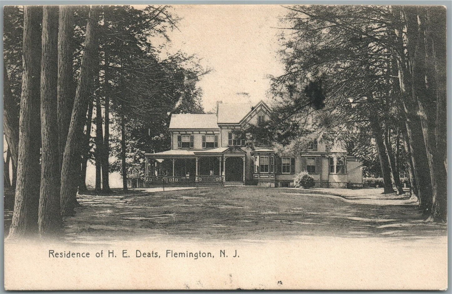 FLEMINGTON NJ RESIDENCE OF H.E. DEATS ANTIQUE POSTCARD