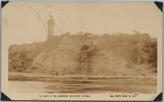 QUEENSCLIFF LIGHT HOUSE VIC. AUSTRALIA ANTIQUE REAL PHOTO POSTCARD RPPC