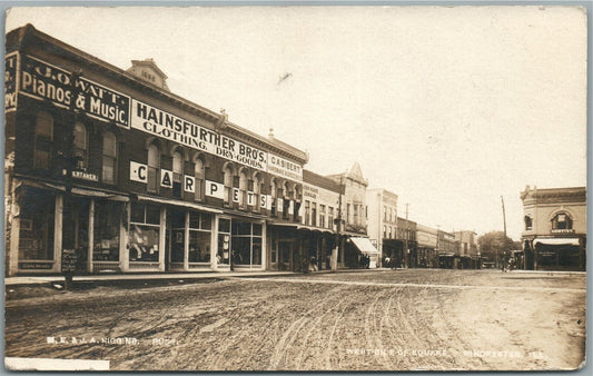 WINCHESTER IL WEST SIDE of SQUARE ANTIQUE REAL PHOTO POSTCARD RPPC