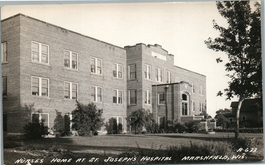 MARSHFIELD WI NURSES HOME ST.JOSEPH'S HOSPITAL VINTAGE REAL PHOTO POSTCARD RPPC