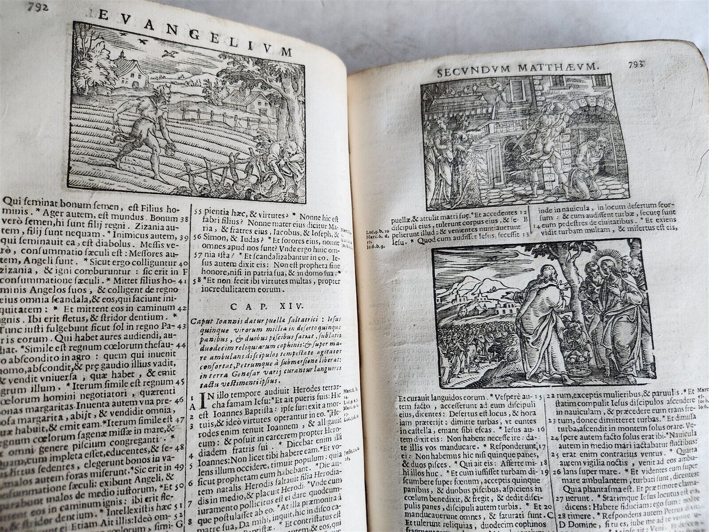 1697 BIBLE ILLUSTRATED antique VELLUM BOUND in LATIN BIBLIA SACRA