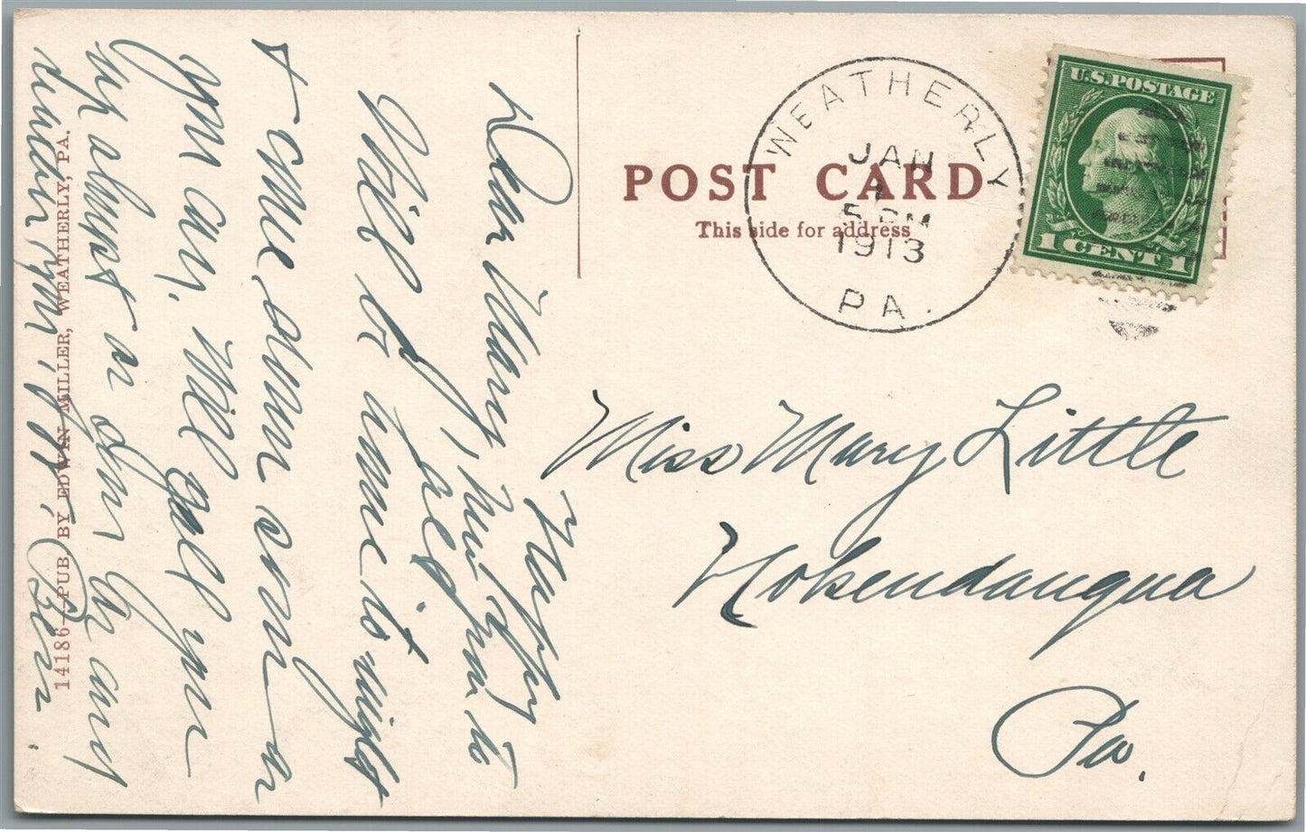 ROCK PORT PA MAINE STREET ANTIQUE POSTCARD