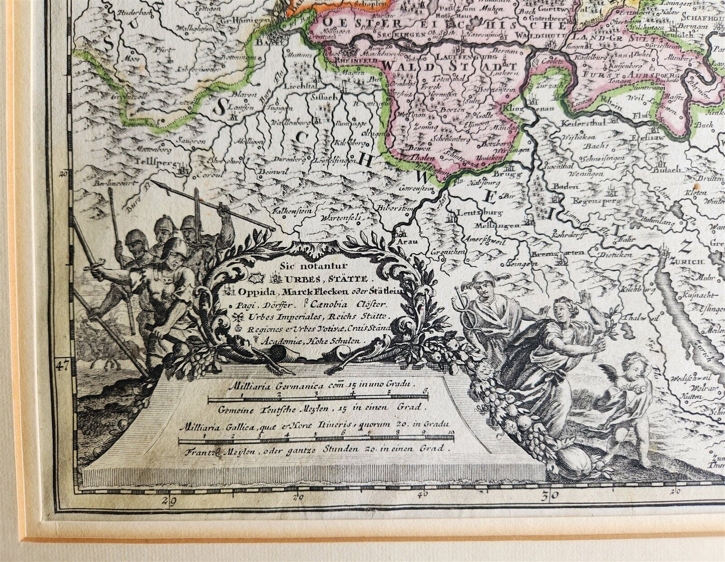 1720s MAP of GERMANY SWABIA by J.B.HOMANN antique AUTHENTIC hand colored
