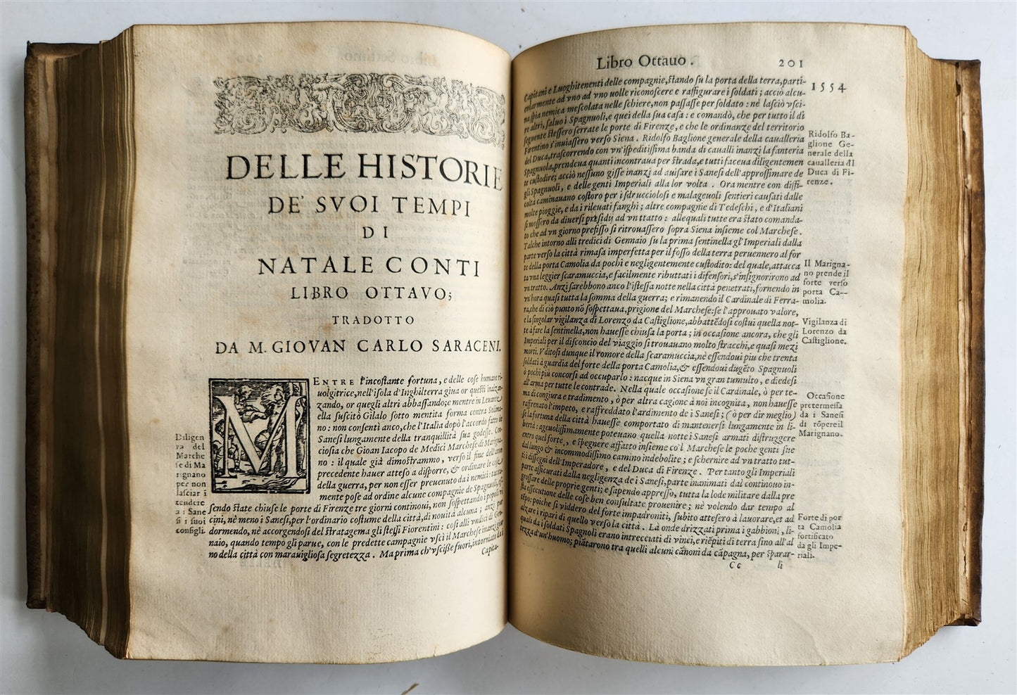 1589 HISTORY of ITALY by NATALE CONTI 2 VOLS antique VELLUM BOUND 16th CENTURY