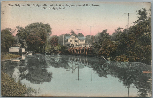 OLD BRIDGE NJ SCENE ANTIQUE POSTCARD