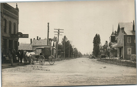DORCHESTER WI MAIN STREET ANTIQUE REAL PHOTO POSTCARD RPPC
