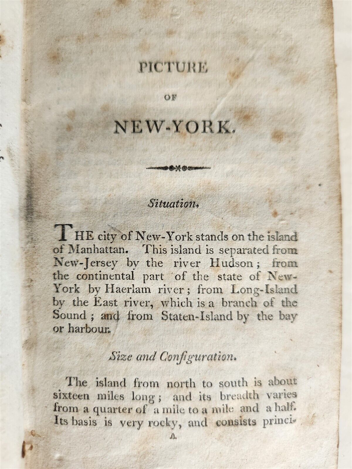 1807 THE PICTURE of NEW YORK or TRAVELLER'S GUIDE antique