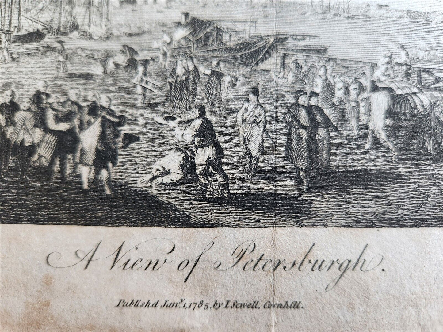 1785 VIEW OF PETERSBURGH RUSSIAN Published by L. Sewell ANTIQUE