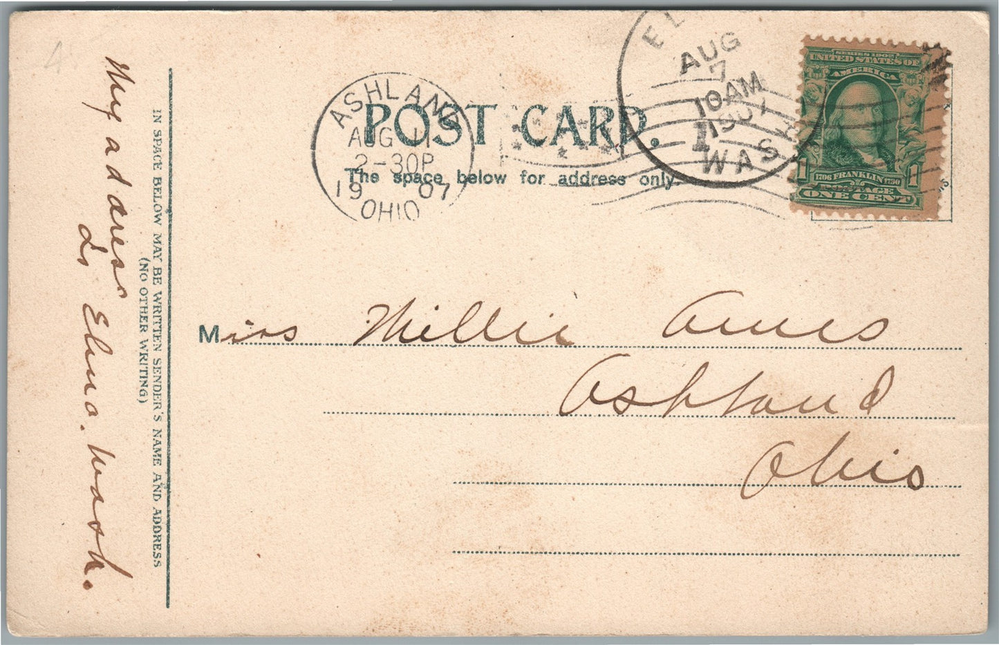 ELMA WA BIRDS EYE VIEW ANTIQUE POSTCARD