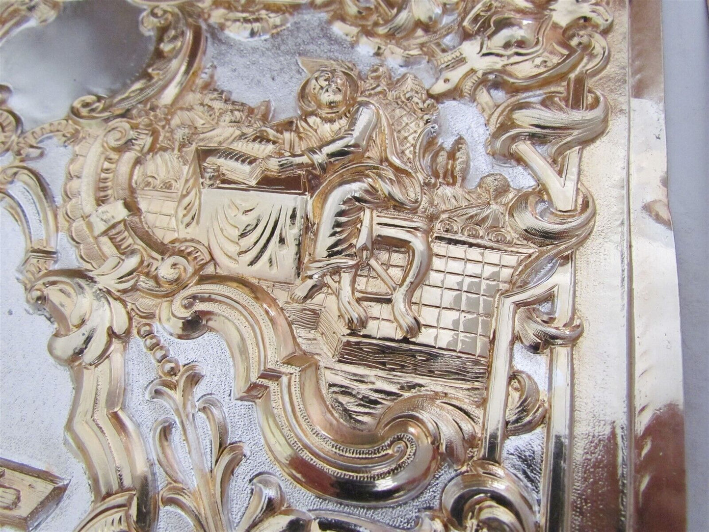 GREEK RUSSIAN ORTHODOX CHURCH GOSPEL GILT BRASS COVERS folio