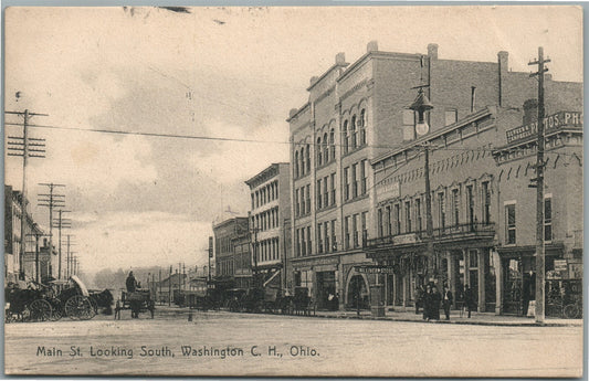 WASHINGTON C.H. OH MAIN STREET ANTIQUE POSTCARD