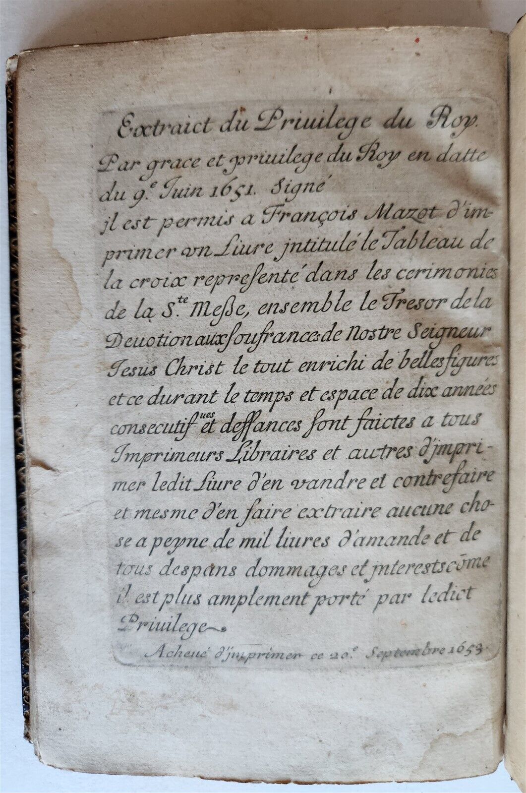1651 PRAYER BOOK in FRENCH & LATIN BEAUTIFULLY ILLUSTRATED antique FINE BINDING