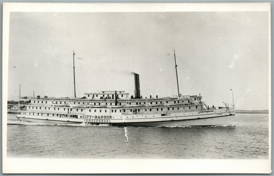 STEAMSHIP CITY BANGOR VINTAGE REAL PHOTO POSTCARD RPPC