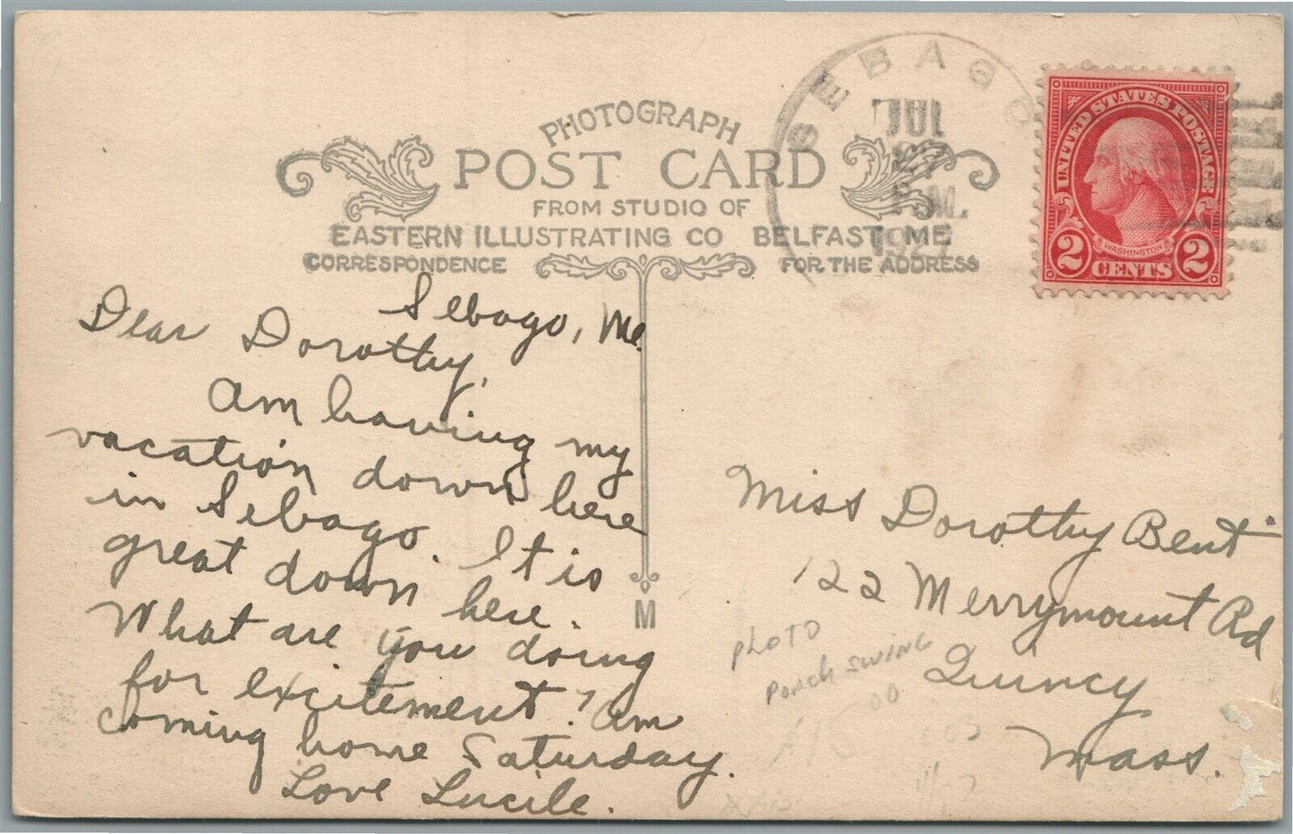 SEBAGO ME ELM COTTAGE ANTIQUE REAL PHOTO POSTCARD RPPC