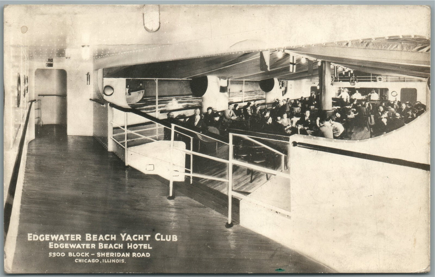 CHICAGO IL EDGEWATER BEACH YACHT CLUB HOTEL VINTAGE REAL PHOTO POSTCARD RPPC