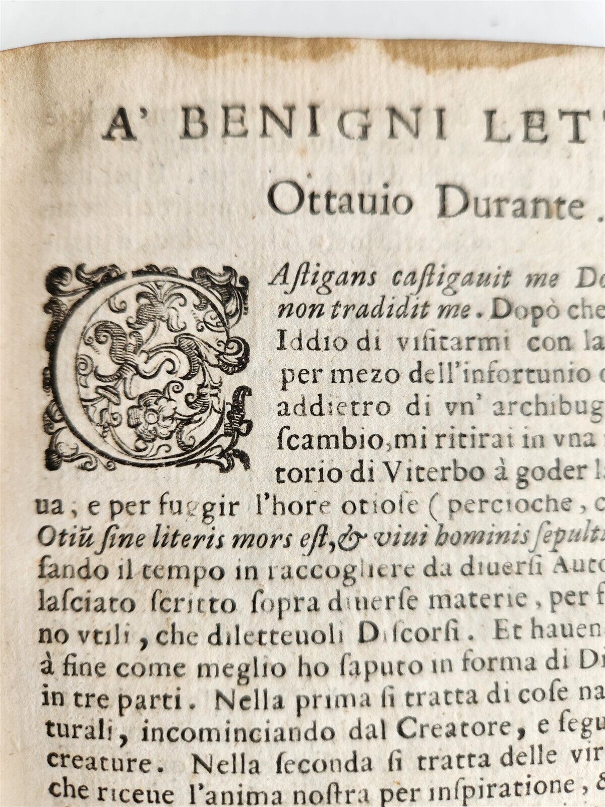 1614 IL PRENCIPE VIRTUOSO DIALOGO di OTTAUIO DURANTE ROMANO antique VELLUM