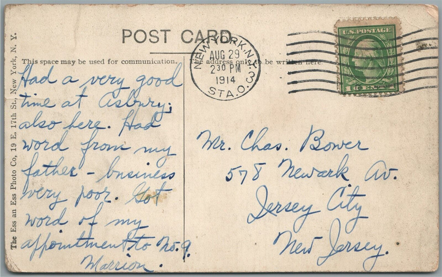 CRESSHILL NJ PUBLIC SCHOOL ANTIQUE POSTCARD