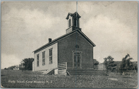 GREAT MEADOWS NJ PUBLIC SCHOOL ANTIQUE POSTCARD