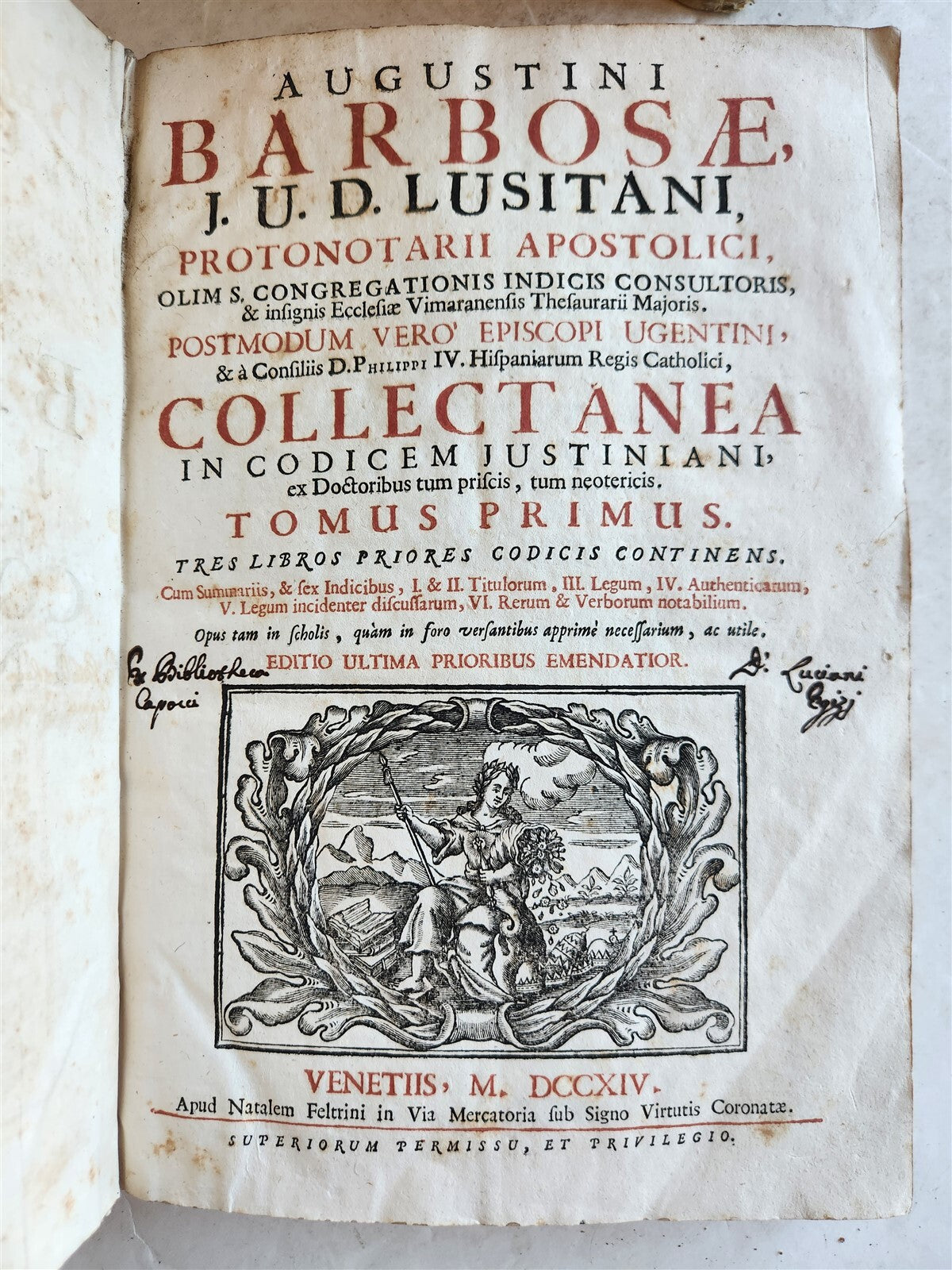 1701-1715 CANON LAW 6 FOLIO VOLUMES by AUGUSTINI BARBOSAE antique VELLUM BINDING