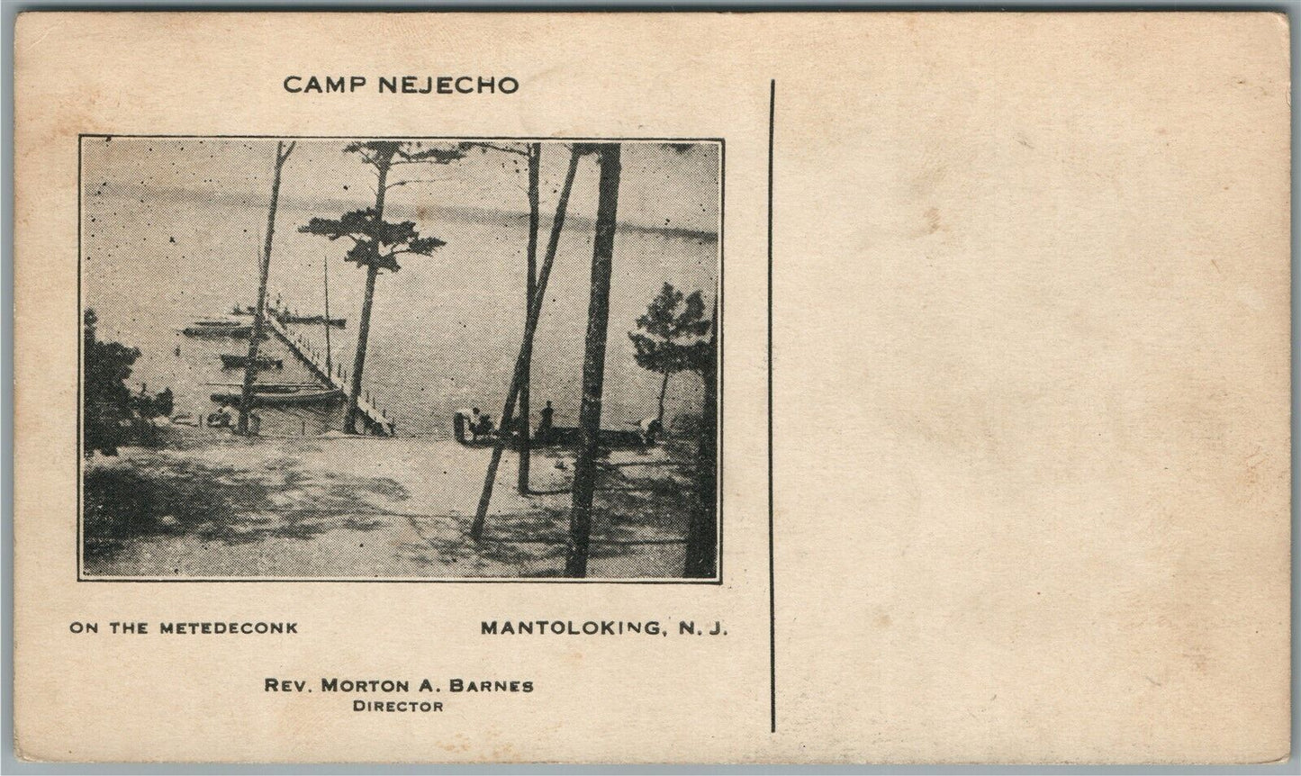MANTOLOKING NJ CAMP NEJECHOON THE METEDECONK ANTIQUE POSTCARD