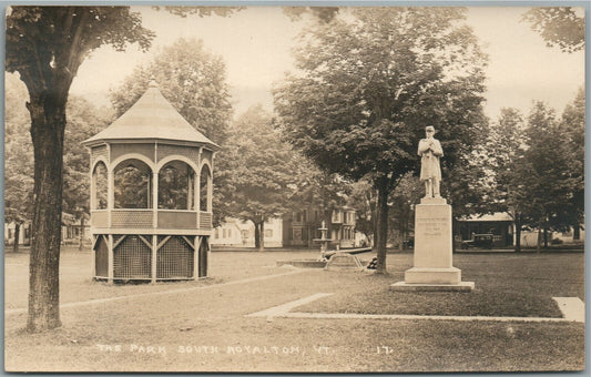 SO. ROYALTON VT THE PARK CIVIL WAR MONUMENT ANTIQUE REAL PHOTO POSTCARD RPPC