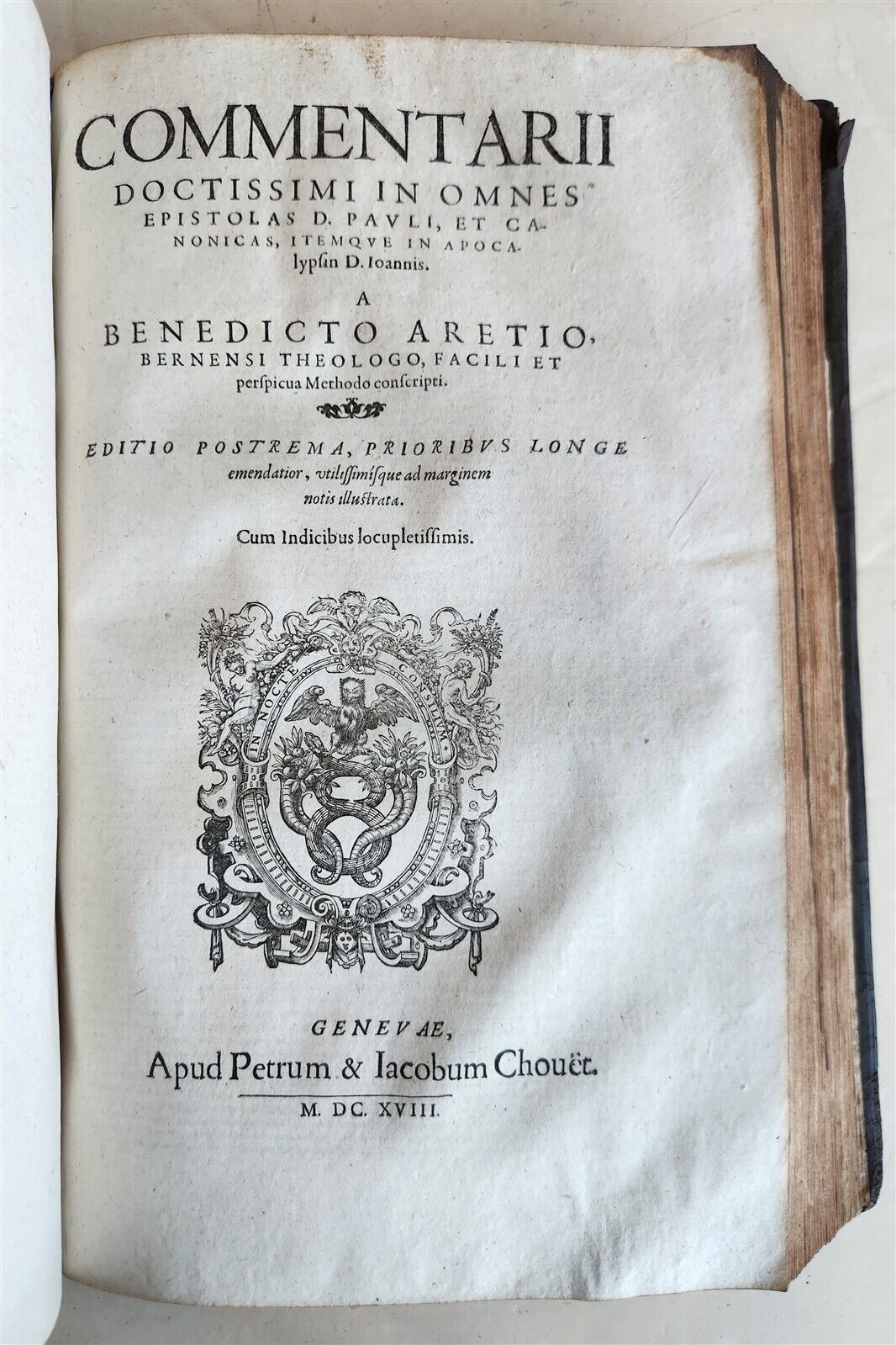 1618 BIBLE NEW TESTAMENT COMMENTARY by Benedictus Aretius antique 17th c. FOLIO