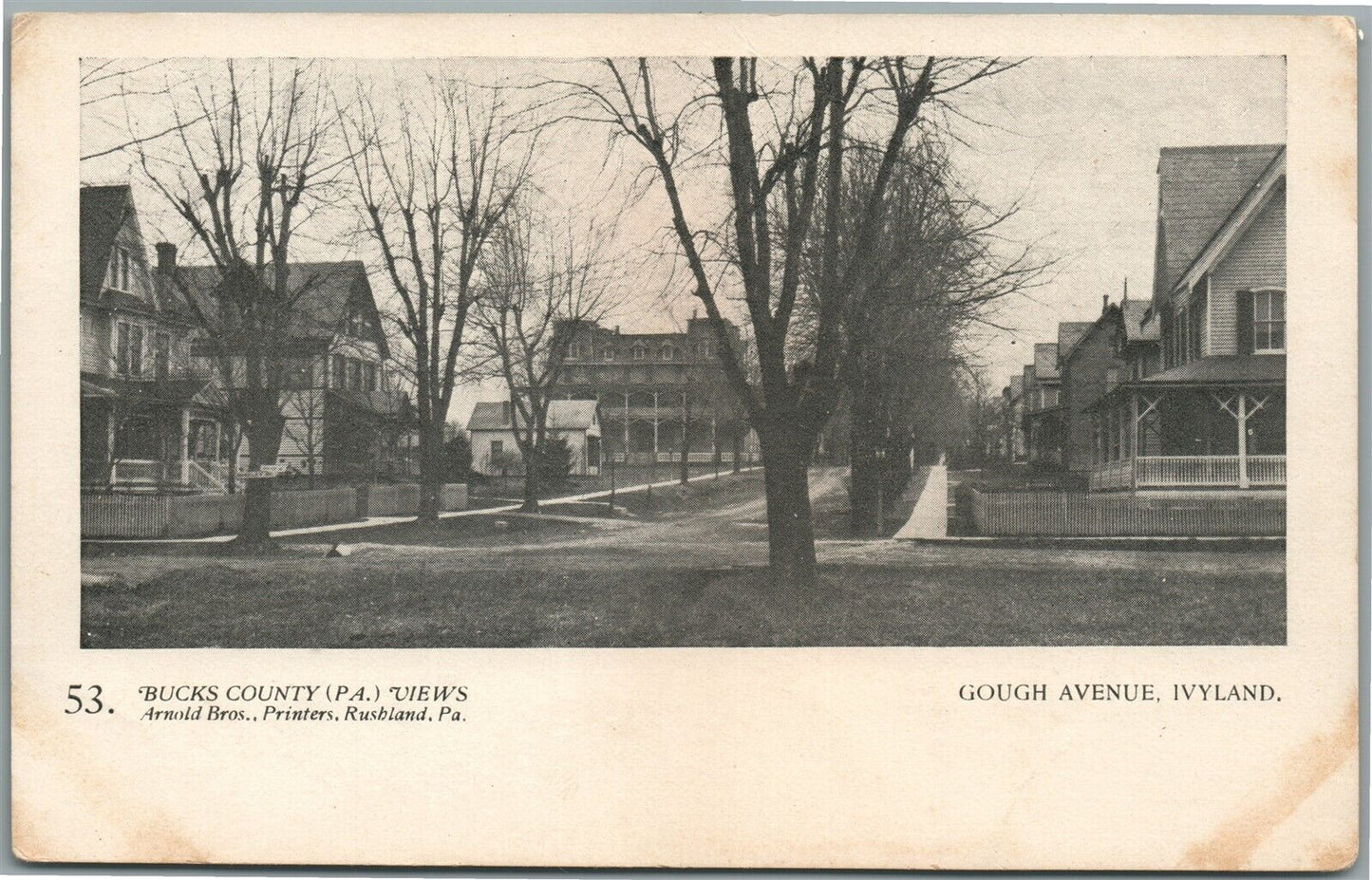 BUCKS CO. PA ARNOLD BROS. IVYLAND GOUGH AVENUE ANTIQUE POSTCARD #53