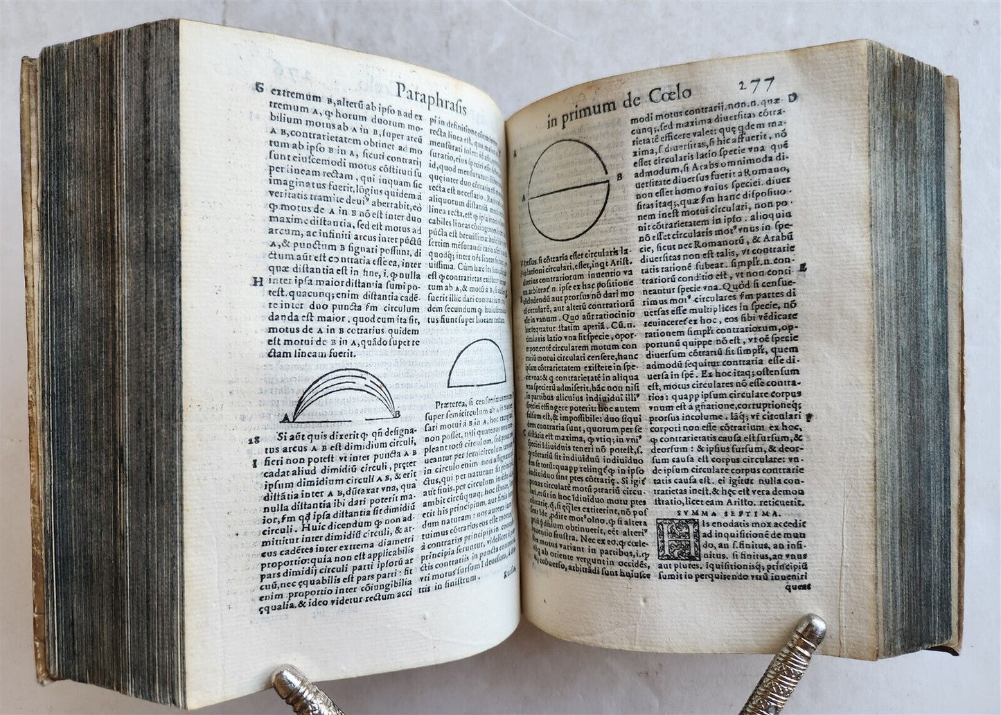1574 ARISTOTLE antique ILLUSTRATED COSMOLOGICAL TREATISE DE COELO 16 cent VELLUM