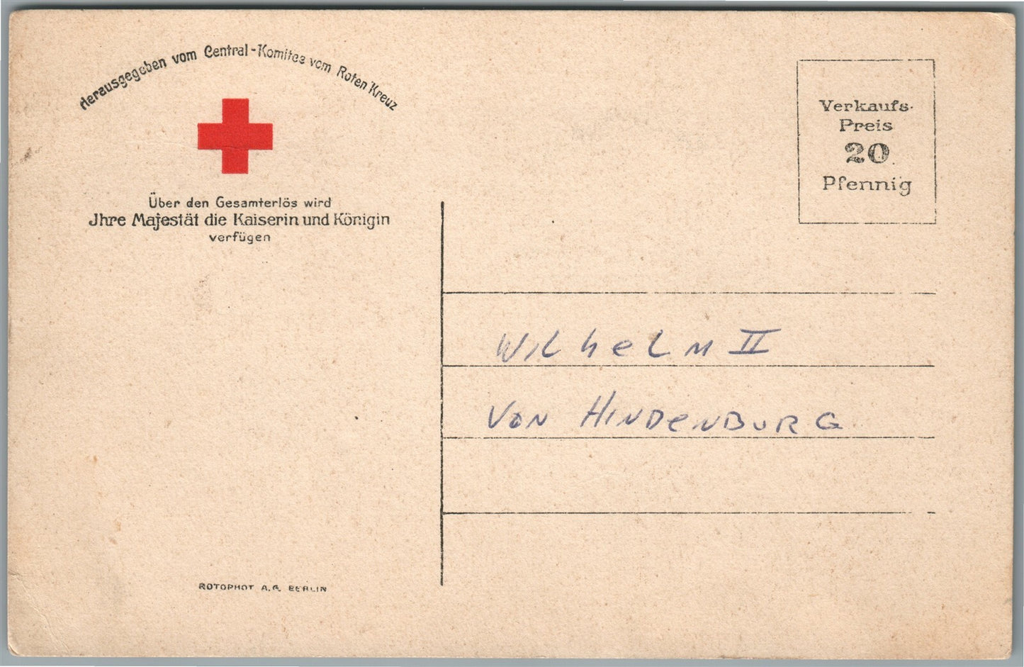 GERMAN RED CROSS WWI ERA ANTIQUE POSTCARD