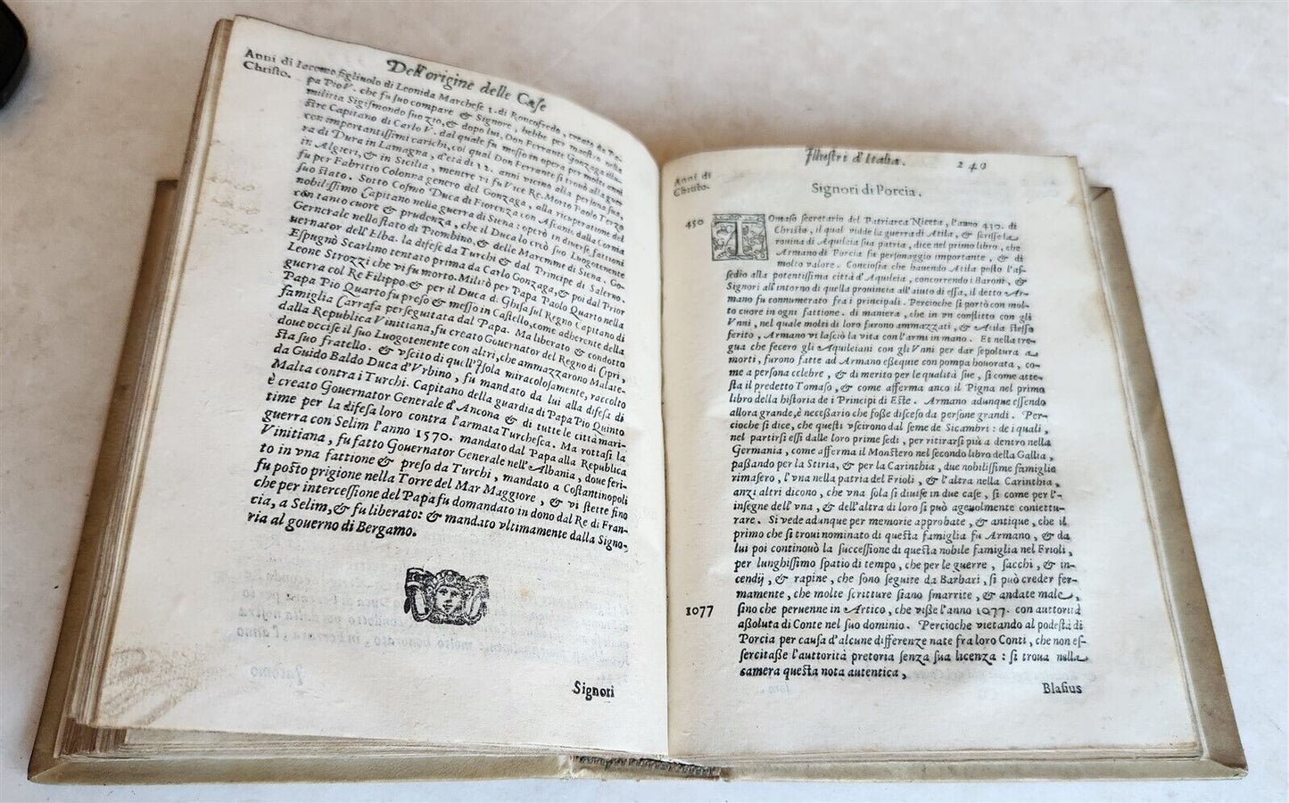 1609 DELLA ORIGINE et de FATTI DELLE FAMIGLIE ILLUSTRI D'ITALIA antique VELLUM