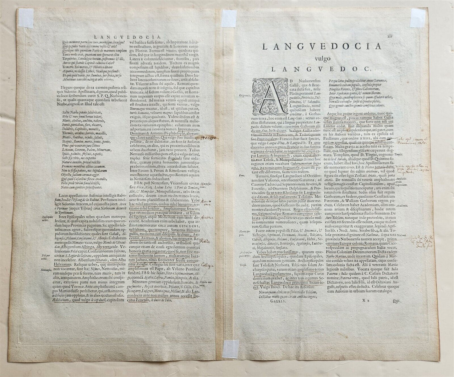 1640 MAP of FRANCE LANGUEDOC by WILLEM BLAEU antique AUTHENTIC hand colored
