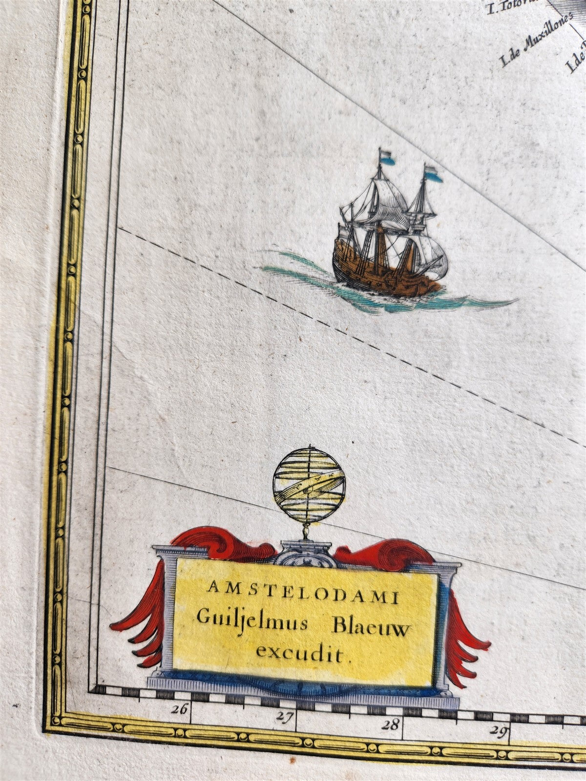 1640 MAP of CHILE by WILLEM BLAEU antique AUTHENTIC hand colored