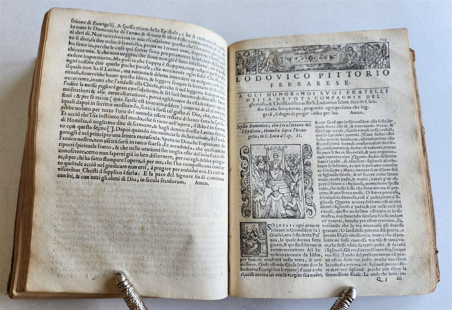1578 ILLUSTRATED DELLE HOMELIE by Pittorio da Ferrara antique VELLUM BINDING