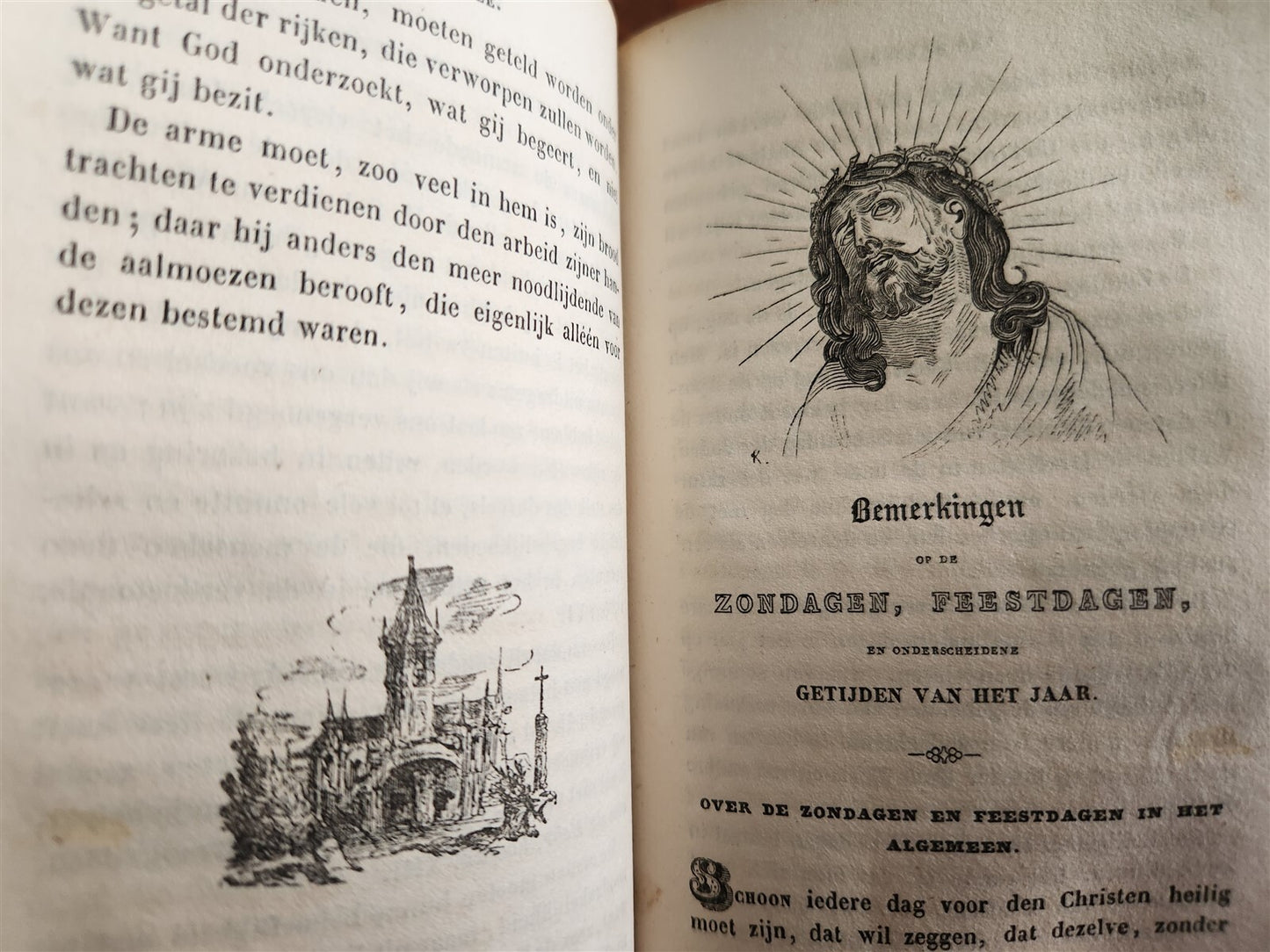 1843 DUTCH CHURCH BOOK antique w/ SILVER EDGES & CLASPS