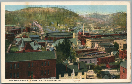 BLUEFILED WV HUMMING BIRDS EYE VIEW ANTIQUE REAL PHOTO POSTCARD RPPC