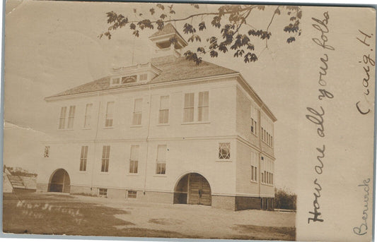 BERWICK ME HIGH SCHOOL ANTIQUE REAL PHOTO POSTCARD RPPC