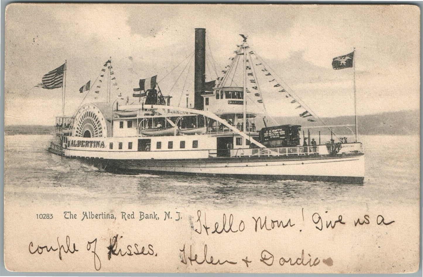 RED BANK NJ ALBERTINA STEAMER ANTIQUE POSTCARD