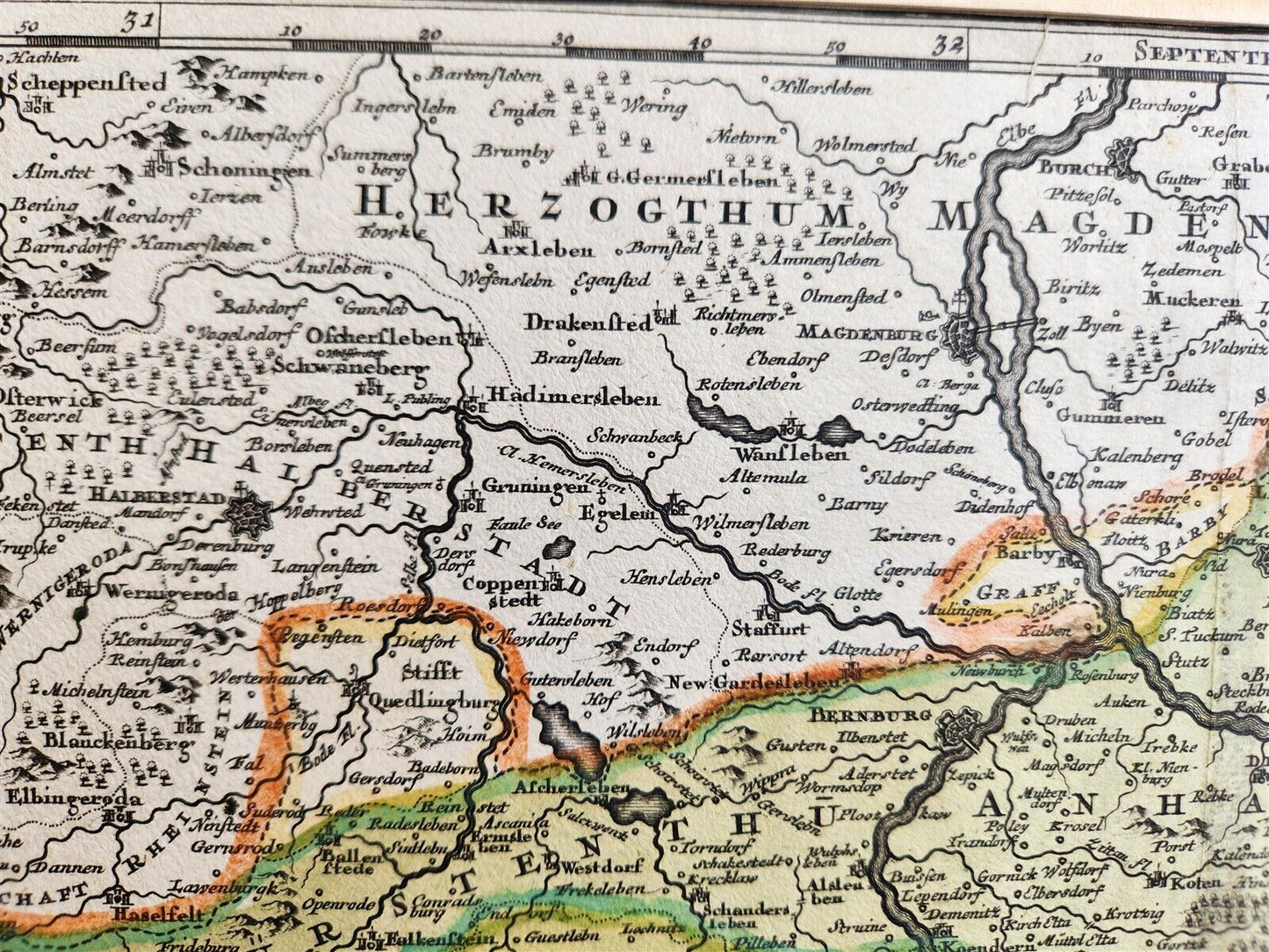 1720s MAP of GERMANY SAXONY by J.B.HOMANN antique AUTHENTIC hand colored