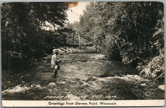 STEVENS POINT WI FISHING ANTIQUE REAL PHOTO POSTCARD RPPC