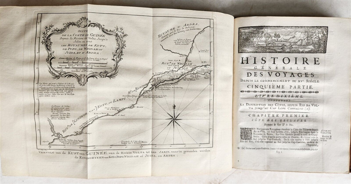 1748 TRAVELS TO AFRICA antique ILLUSTRATED Histoire generale des voyages vol. 5