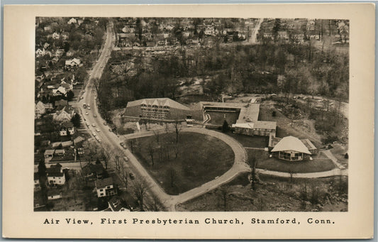 STAMFORD CT AIR VIEW VINTAGE REAL PHOTO POSTCARD RPPC