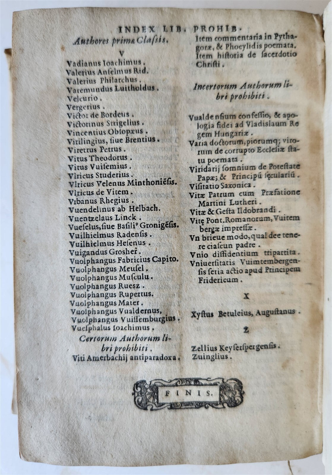 1581 INDICE LIBRORUM PROHIBITORUM antique INDEX of PROHIBITED BOOKS ILLUSTRATED