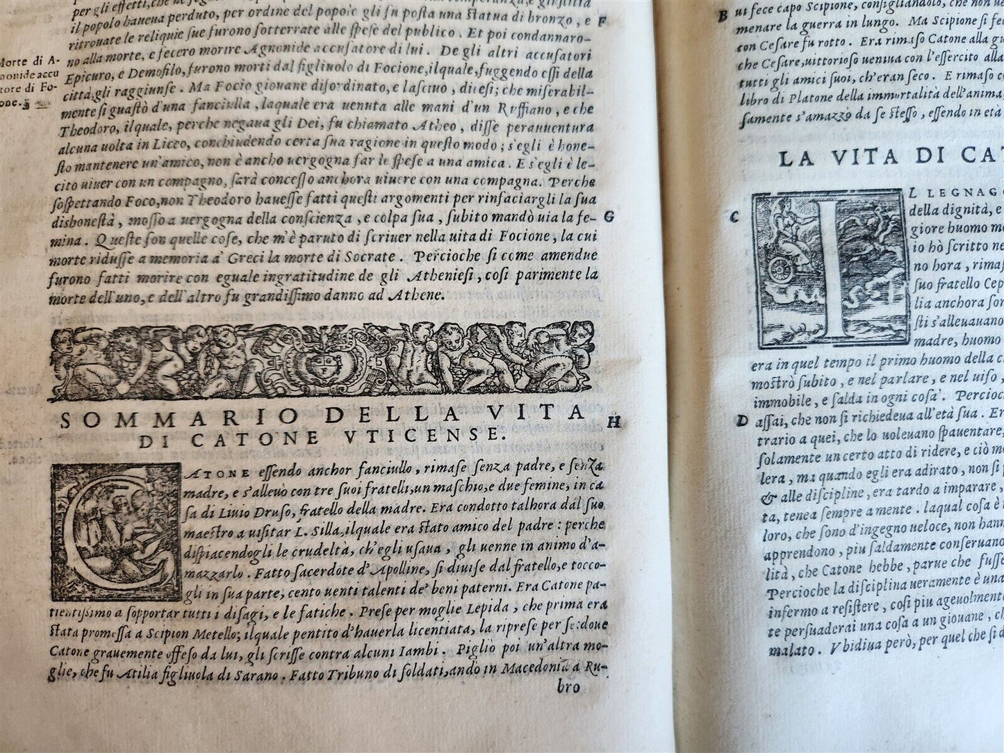 1566 LIFE of PLUTARCH 2 VOLUMES antique in ITALIAN 16th CENTURY VELLUM BOUND