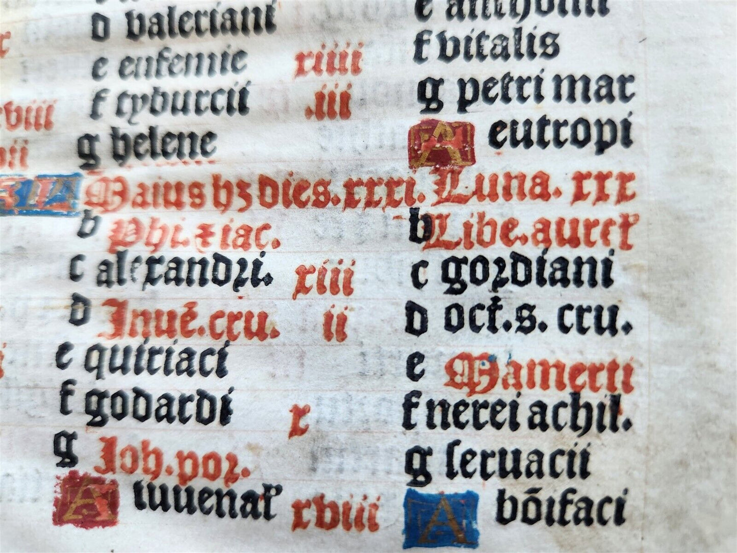1519 BOOK OF HOURS PRINTED on VELLUM FRAGMENT antique POST-INCUNABULA scarce
