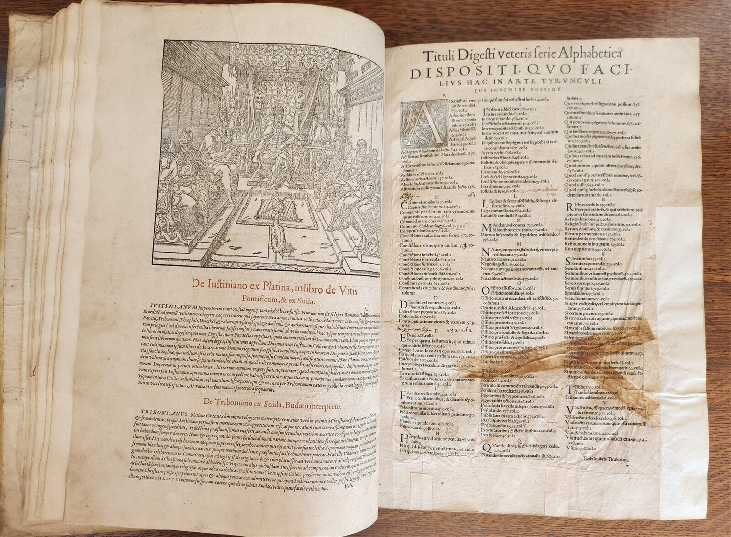 1557 LAW BOOK PART of Corpus Juris Civilis DIGESTA antique MASSIVE FOLIO vellum