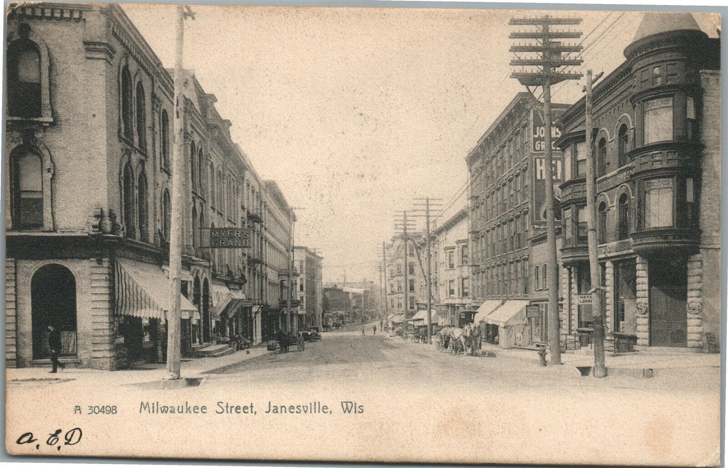 JANESVILLE WIL MILWAUKEE STREET ANTIQUE POSTCARD