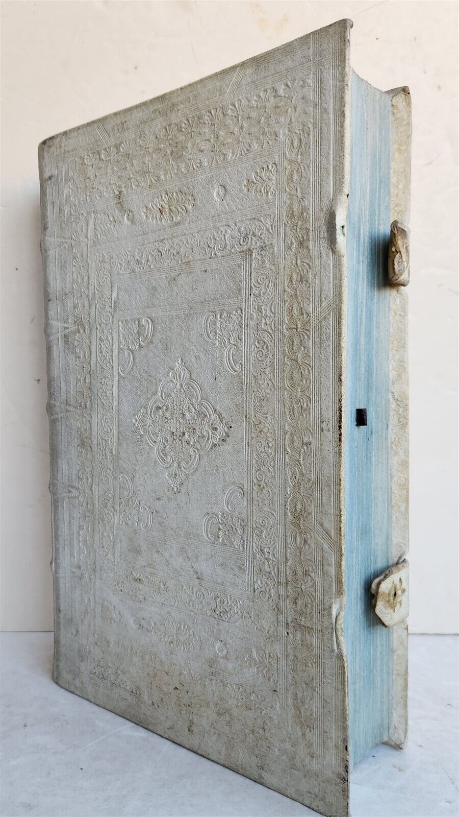 1736 AUGUSTINO CALMET antique BLIND STAMPED PIGSKIN BOUND FOLIO