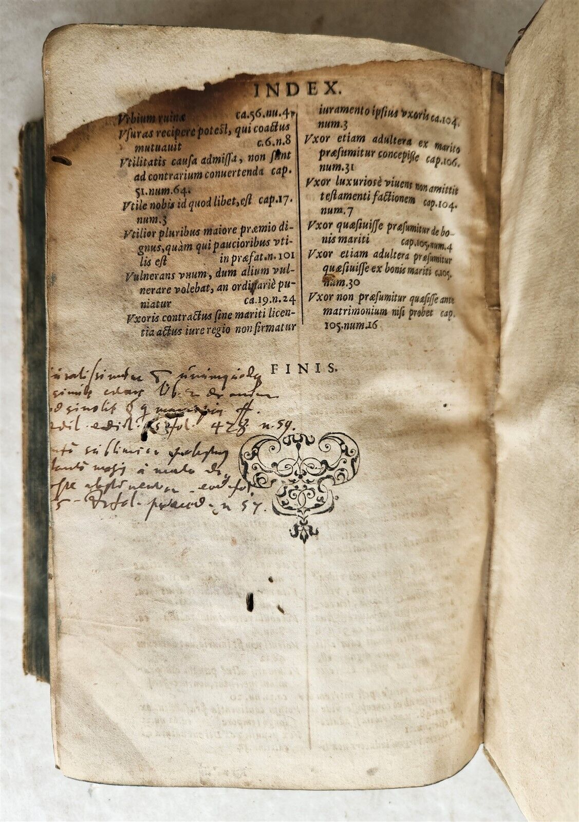 1595 LAW BOOK by Spanish jurist Vasquez de Menchaca antique PIGSKIN BINDING