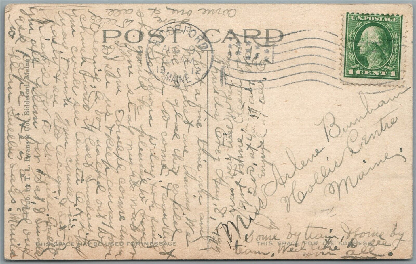 BIDDEFORD ME CENTRAL FIRE STATION ANTIQUE POSTCARD